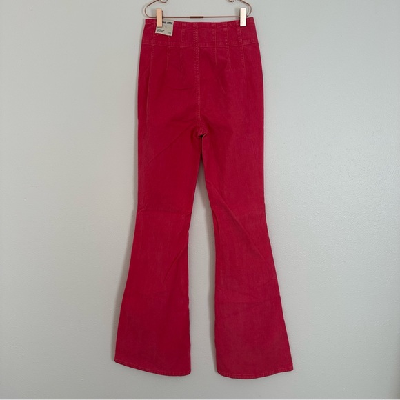 New Free People Jayde Magenta High Rise Flared Corduroy Pants - Picture 6 of 10